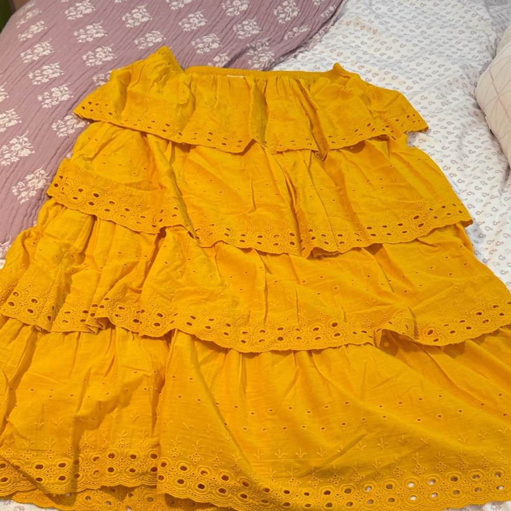 House of Harlow 1960 Mustard Tiered Eyelet Skirt